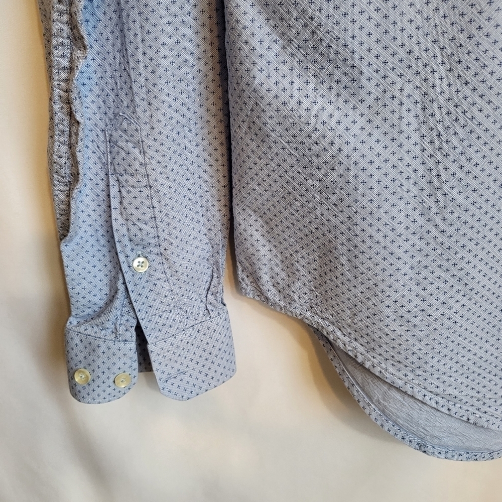 Zara Man slim cotton button down long sleeve collar  blue M medium pre-owned - Picture 2 of 8